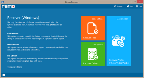 SanDisk memory card recovery software - Main Window