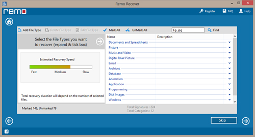 Unformat Drive for Windows 7 - File Type
