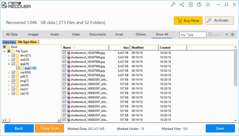 De Unformat External Hard Drive - View List of Recovered Files