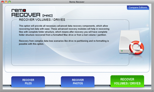 De Unformat Drive Data Recovery - Main Window