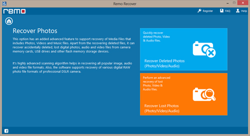 SanDisk memory card recovery software- Choose recovery mode